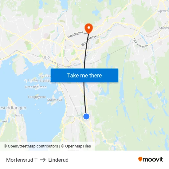 Mortensrud T to Linderud map
