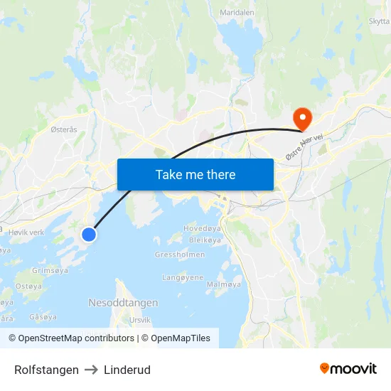 Rolfstangen to Linderud map