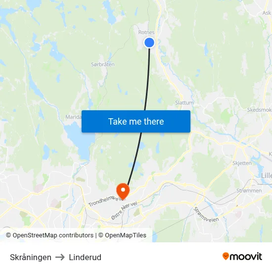 Skråningen to Linderud map