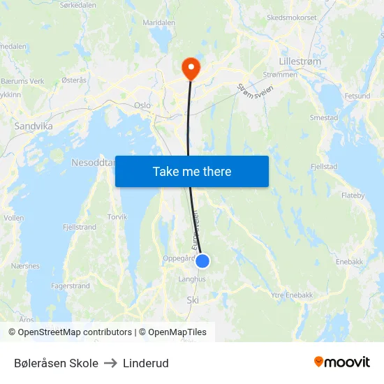 Bøleråsen Skole to Linderud map