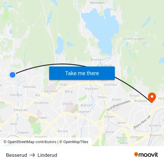Besserud to Linderud map