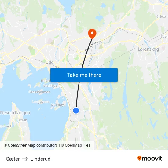 Sæter to Linderud map