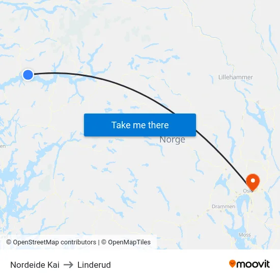 Nordeide Kai to Linderud map