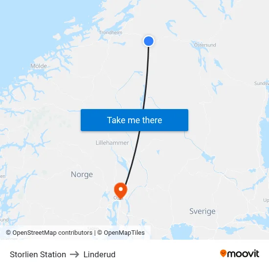 Storlien Station to Linderud map