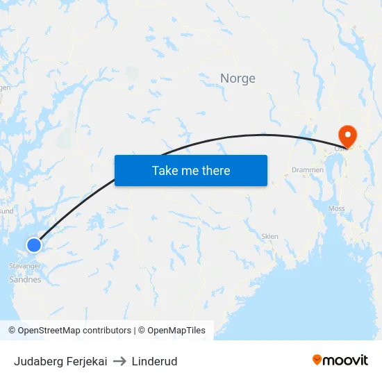Judaberg Ferjekai to Linderud map