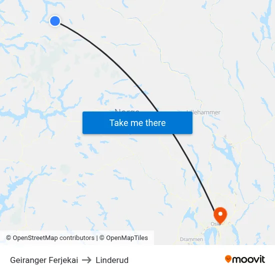 Geiranger Ferjekai to Linderud map