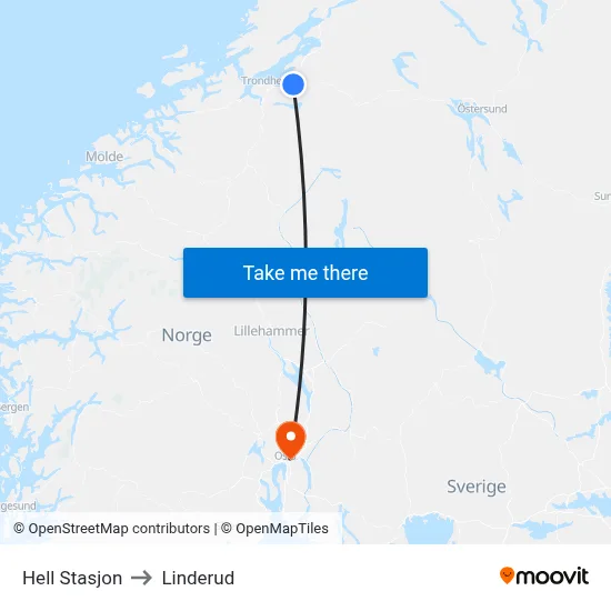 Hell Stasjon to Linderud map