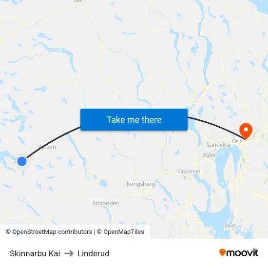 Skinnarbu Kai to Linderud map