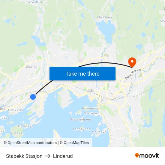 Stabekk Stasjon to Linderud map