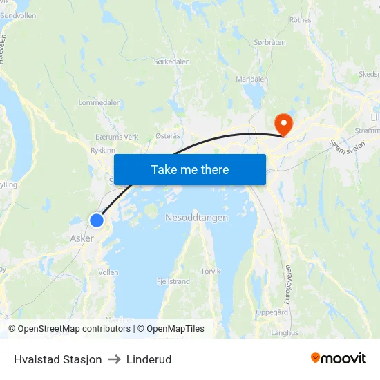 Hvalstad Stasjon to Linderud map