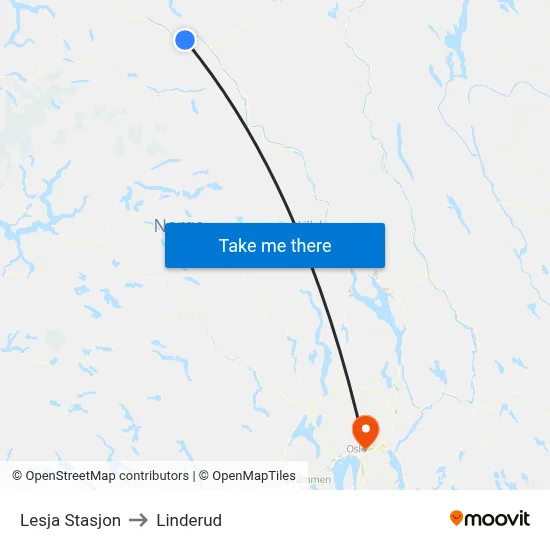 Lesja Stasjon to Linderud map
