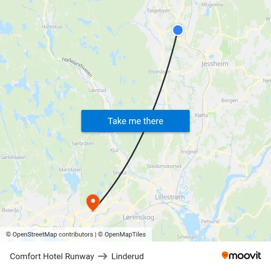 Comfort Hotel Runway to Linderud map
