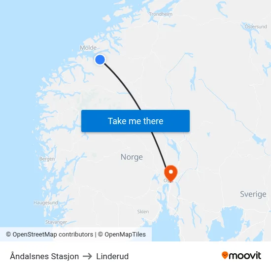 Åndalsnes Stasjon to Linderud map