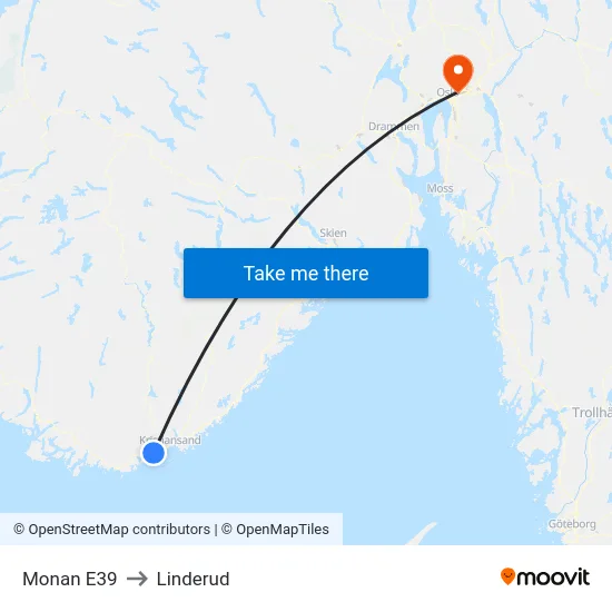 Monan E39 to Linderud map