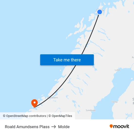 Roald Amundsens Plass to Molde map