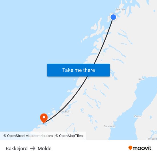 Bakkejord to Molde map