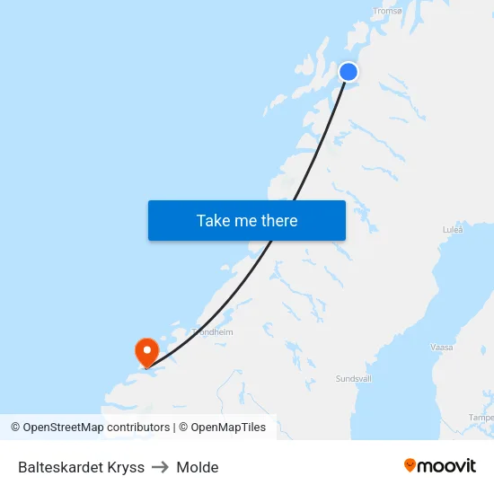 Balteskardet Kryss to Molde map