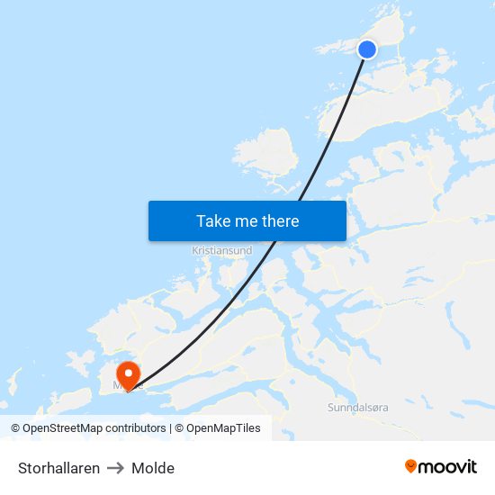 Storhallaren to Molde map