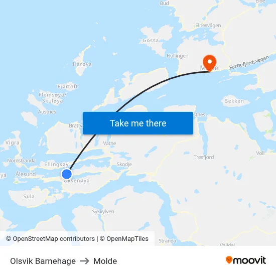 Olsvik Barnehage to Molde map