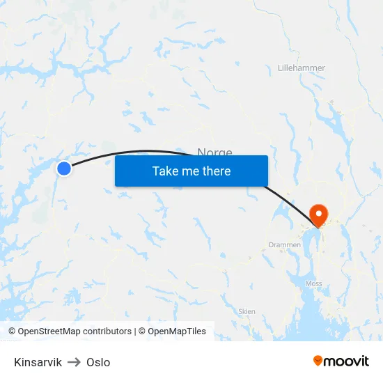 Kinsarvik to Oslo map