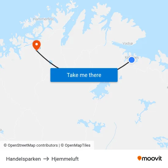 Handelsparken to Hjemmeluft map