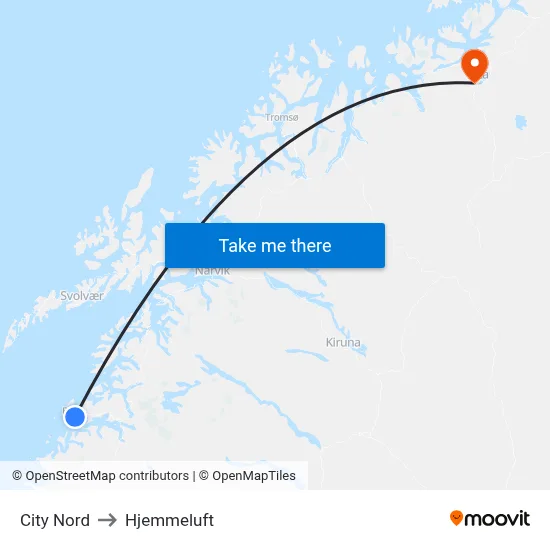 City Nord to Hjemmeluft map