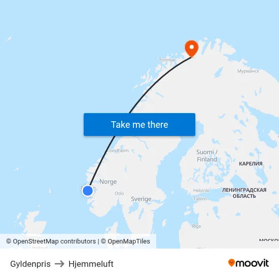 Gyldenpris to Hjemmeluft map
