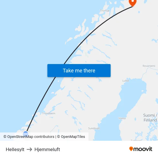 Hellesylt to Hjemmeluft map