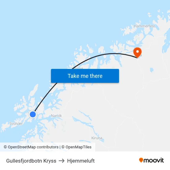 Gullesfjordbotn Kryss to Hjemmeluft map