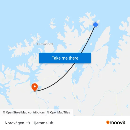Nordvågen to Hjemmeluft map