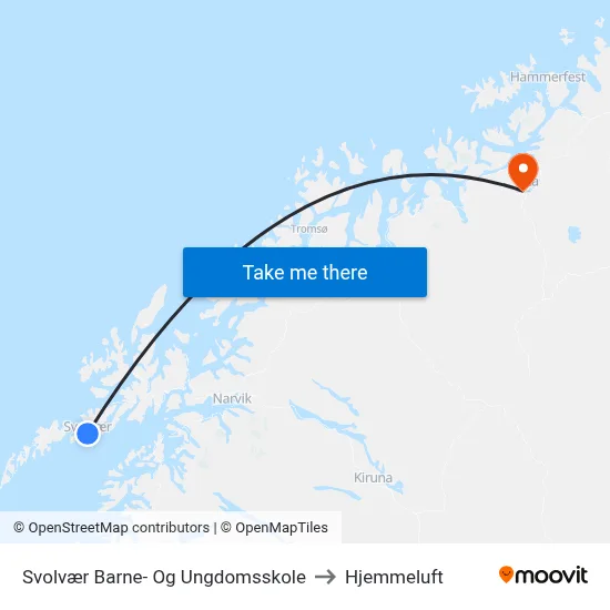 Svolvær Barne- Og Ungdomsskole to Hjemmeluft map