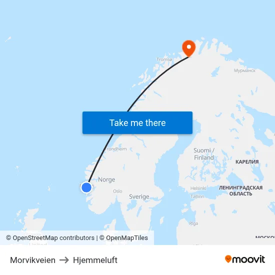 Morvikveien to Hjemmeluft map
