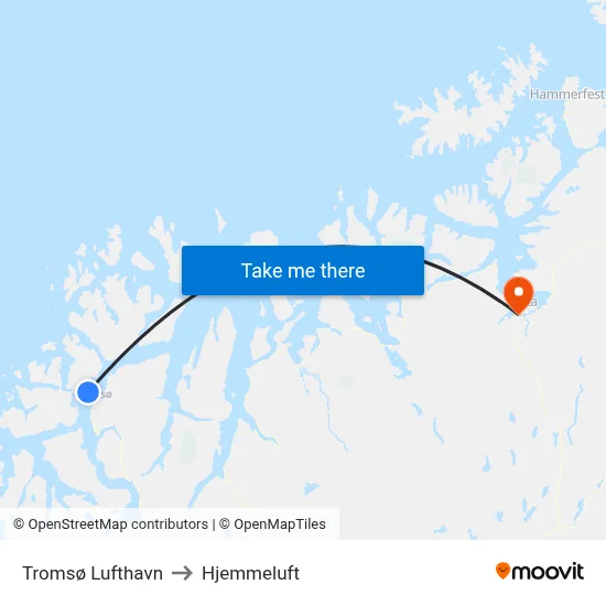 Tromsø Lufthavn to Hjemmeluft map