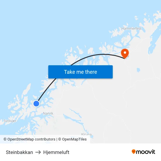 Steinbakkan to Hjemmeluft map