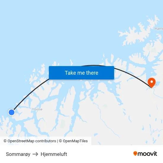 Sommarøy to Hjemmeluft map