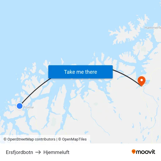 Ersfjordbotn to Hjemmeluft map