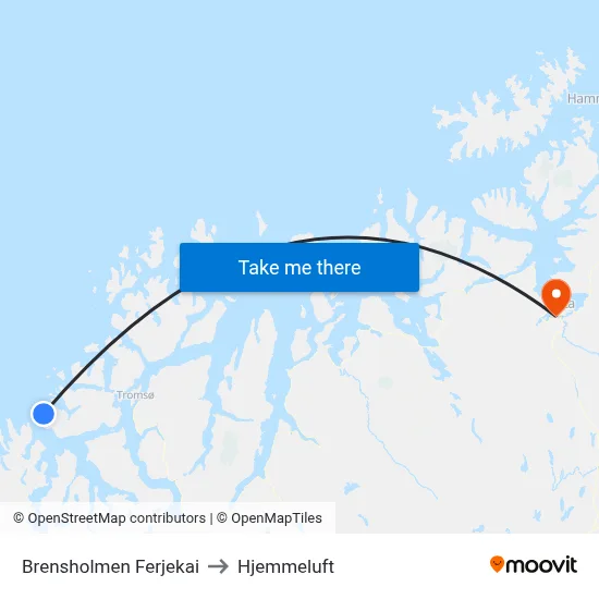Brensholmen Ferjekai to Hjemmeluft map