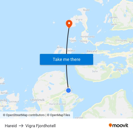 Hareid to Vigra Fjordhotell map