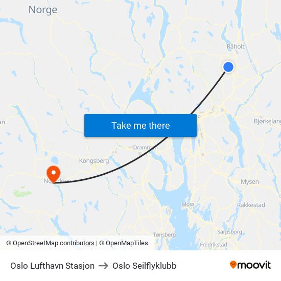 Oslo Lufthavn Stasjon to Oslo Seilflyklubb map