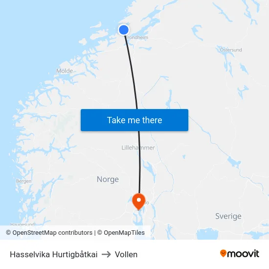 Hasselvika Hurtigbåtkai to Vollen map