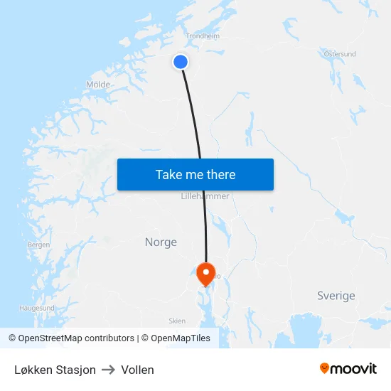 Løkken Stasjon to Vollen map