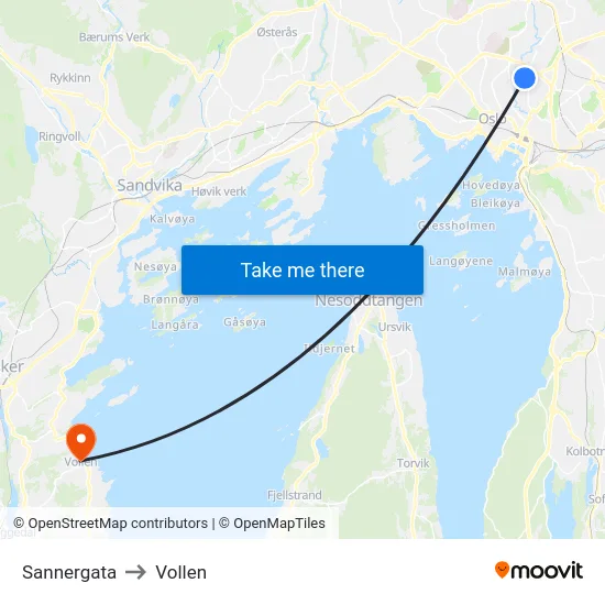 Sannergata to Vollen map