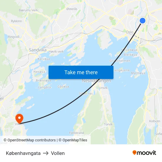 Københavngata to Vollen map