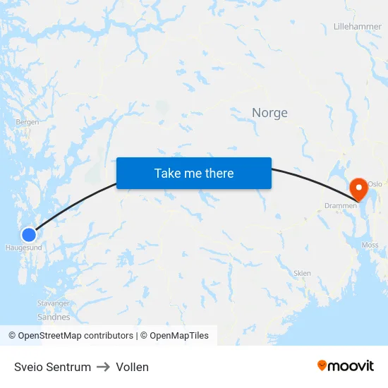 Sveio Sentrum to Vollen map