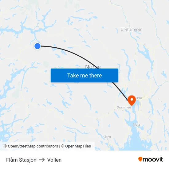Flåm Stasjon to Vollen map