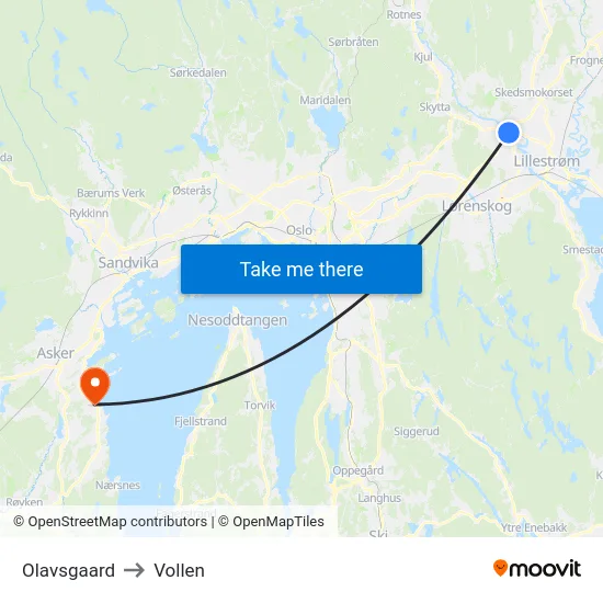 Olavsgaard to Vollen map