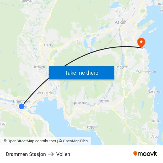 Drammen Stasjon to Vollen map