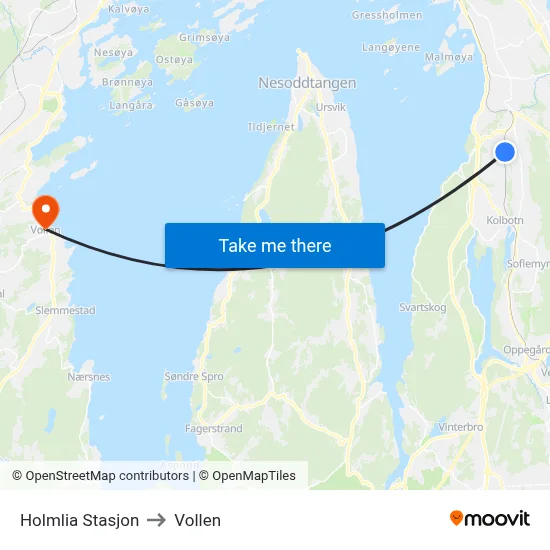 Holmlia Stasjon to Vollen map