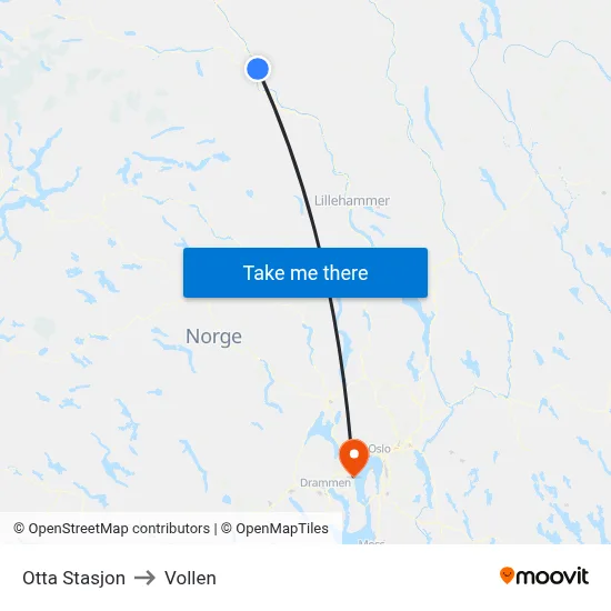 Otta Stasjon to Vollen map