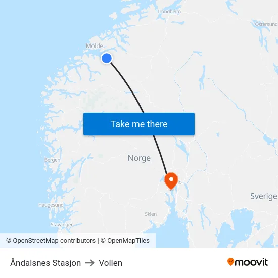 Åndalsnes Stasjon to Vollen map
